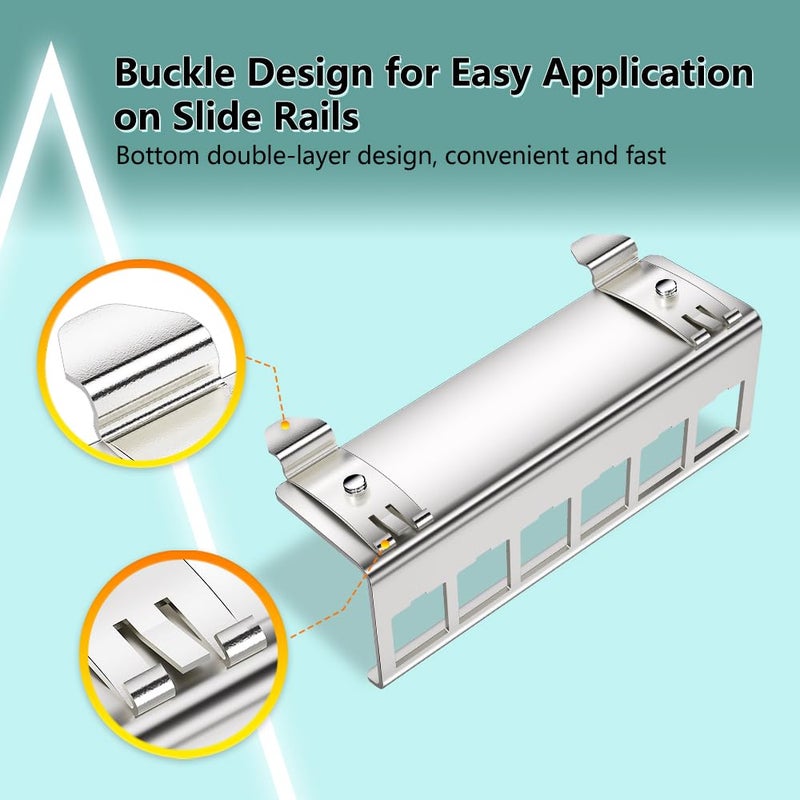 Enmane 6-Port Metal DIN-Rail Mounting Module for Snap-in Keystone Jacks,Attaches to Standard 35 Millimeter (mm) DIN Rail with no Tools - Image 5